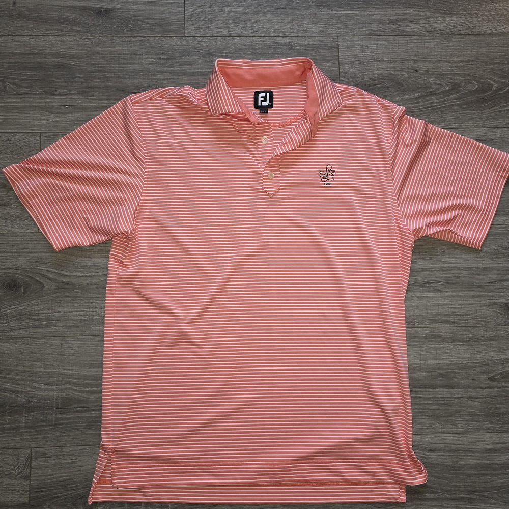 FootJoy Pink and White Striped Polo Shirt